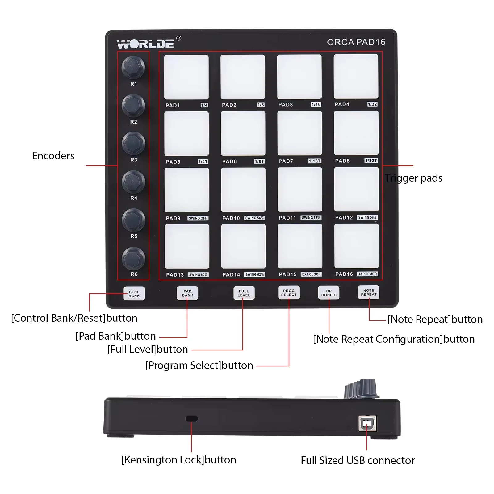 WORLDE ORCA PAD16 MIDI-Control – Midi Controller Pad Bewertung und Preis