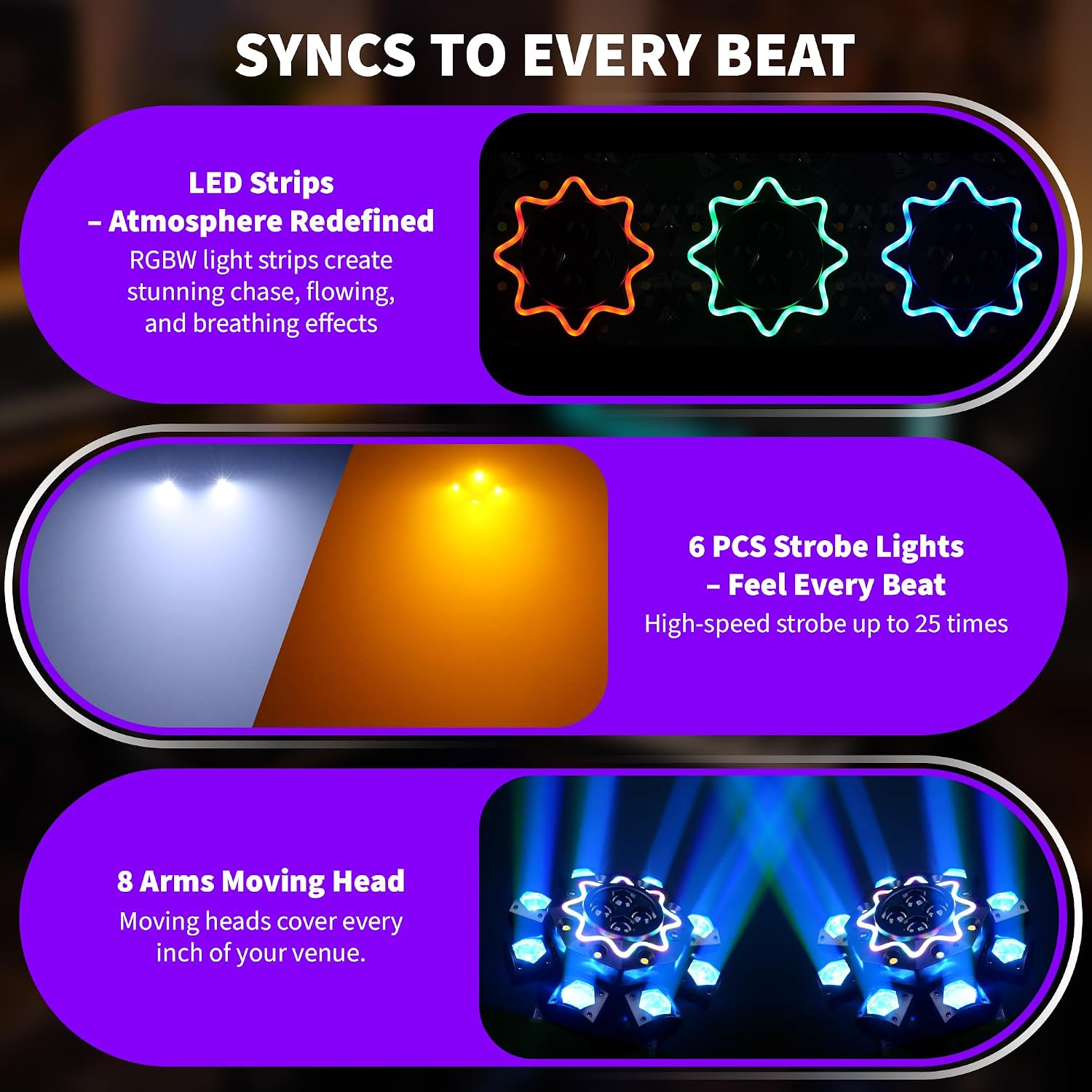 200W Disco-Partybeleuchtung 8- – Audio Music Dj Bewertung und Preis